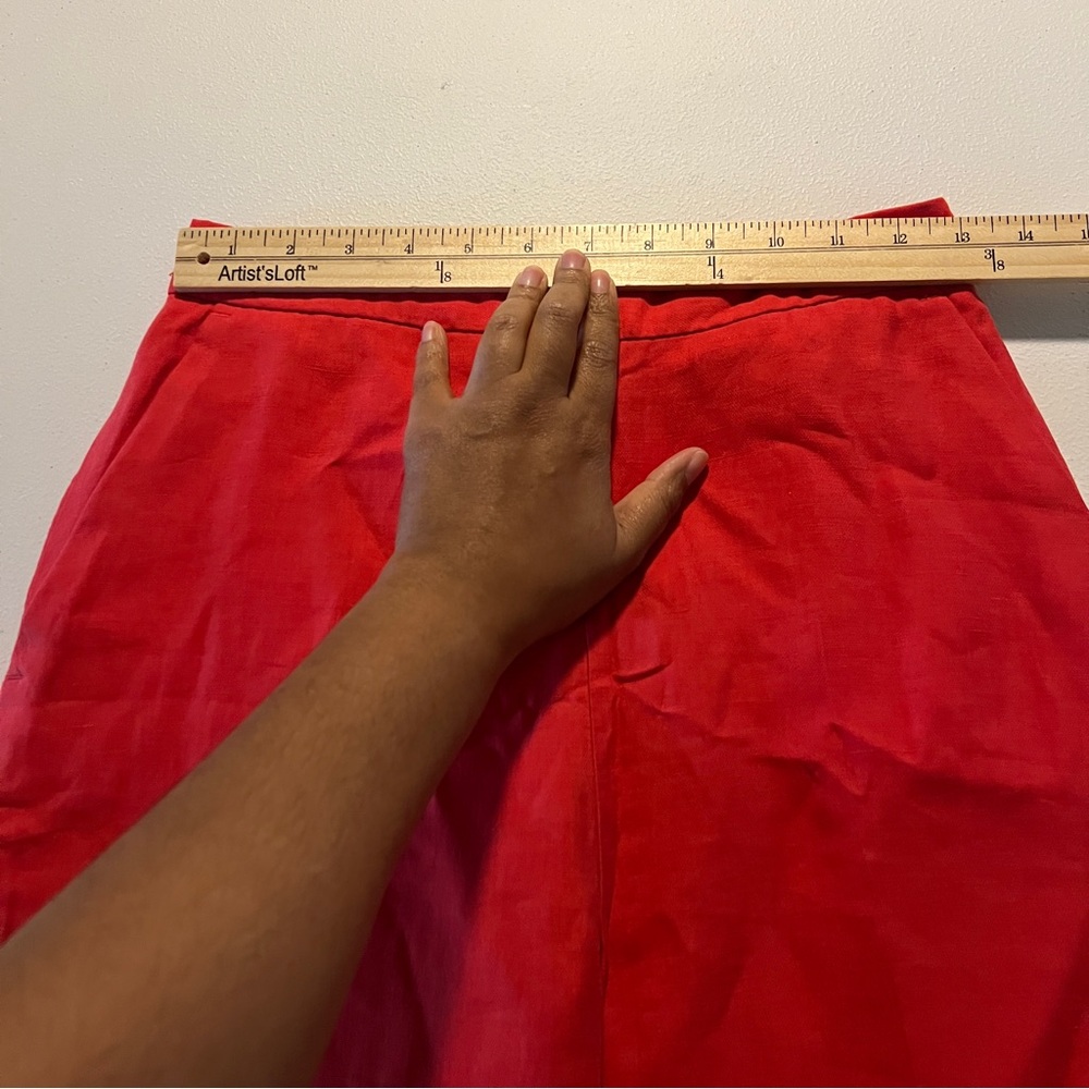 Zara Vibrant Red Linen Blend Lightweight Elastic Waist Pull On Pants NWT Size‎ S - Picture 11 of 14